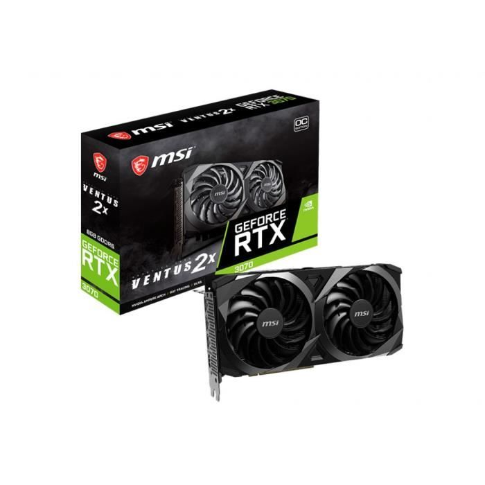 Carte Graphique - MSI - RTX 3070 VENTUS 2X 8G OC - 8 GB - GDDR6 - PCIe 4.0  - 1 x HDMI / 3 x DP (912-V390-405) LHR - Cdiscount Informatique