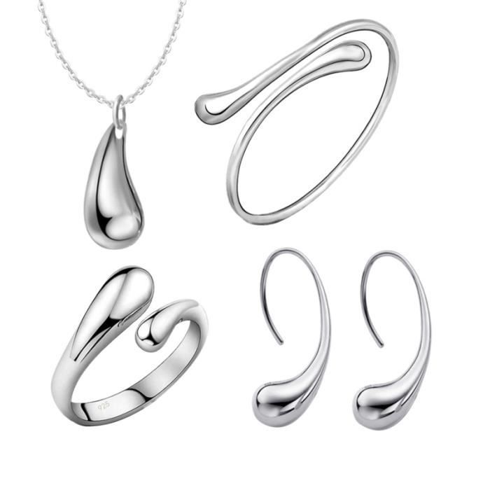 bague bracelet boucles doreilles Parure de bijoux pour femme en argent 925 avec collier etc. pendentif