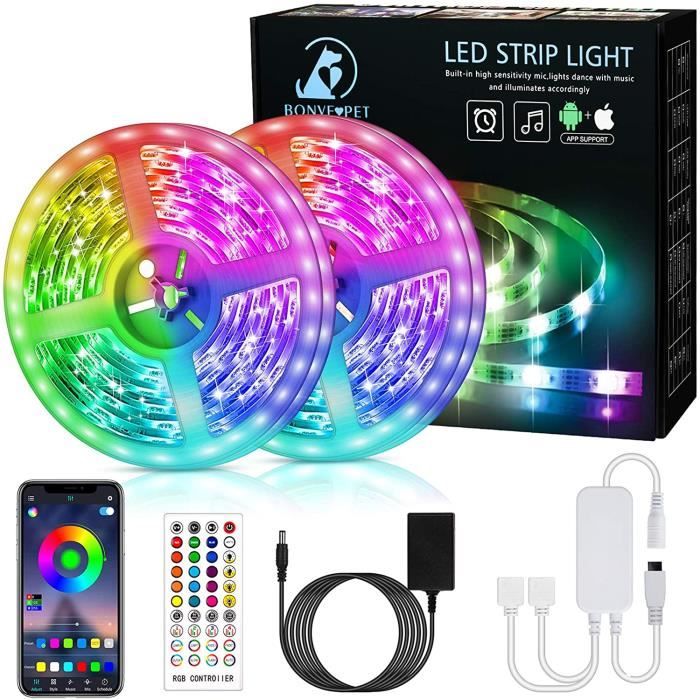 RUMOCOVO® Ruban LED 12M Bande LED RGB Multicolore App Contrôle ...