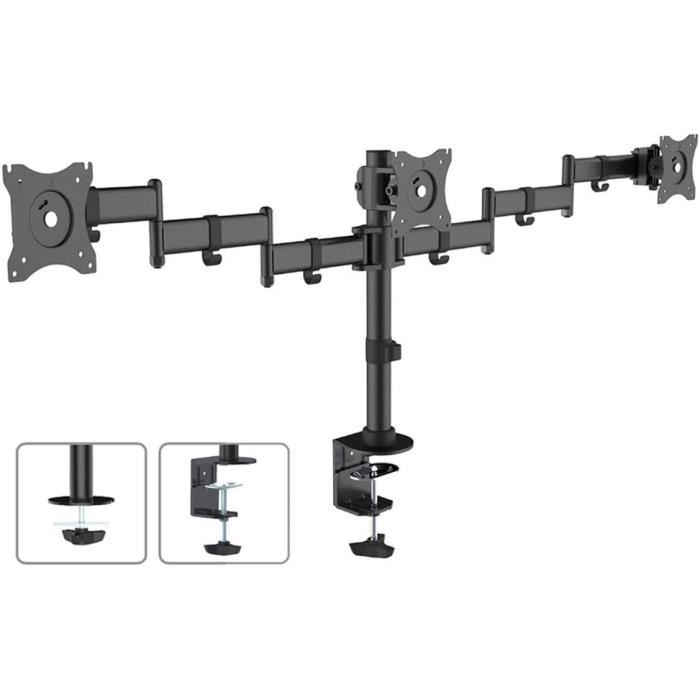 Mc691 Support De Bureau Pour 3 Écrans Lcd 13"27" 3X8Kg Vesa 75X75 100X100 (Mc691)[J756