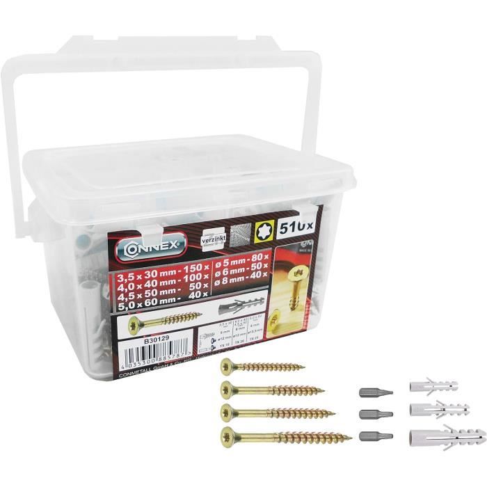 Lot De Visserie WURTH – 180 Vis 4x40 Et 70 Chevilles 7mm, Boîte Neuve