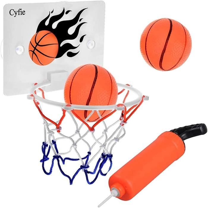 DEWEL Mini Panier De Basket Avec Ventouse – Set Bébé Avec 3 Ballons Et Pompe à Air, Pour Bain, Mur Ou Intérieur, Dès 1 An