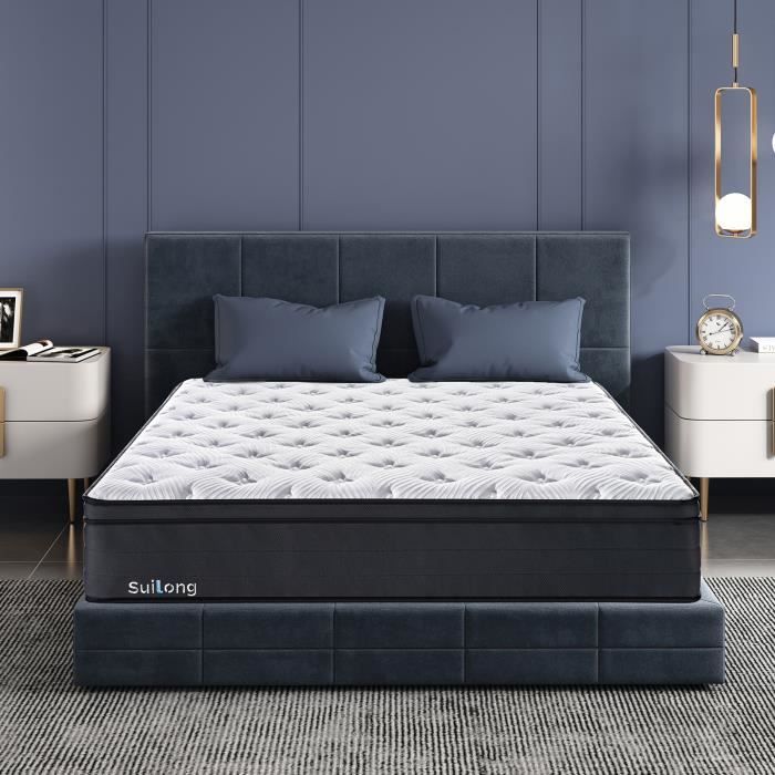 Matelas Suilong 140x190 Cm - Ressorts Ensachés - Épaisseur 26 Cm - Fermeté H3/H4 - Mousse Mémoire
