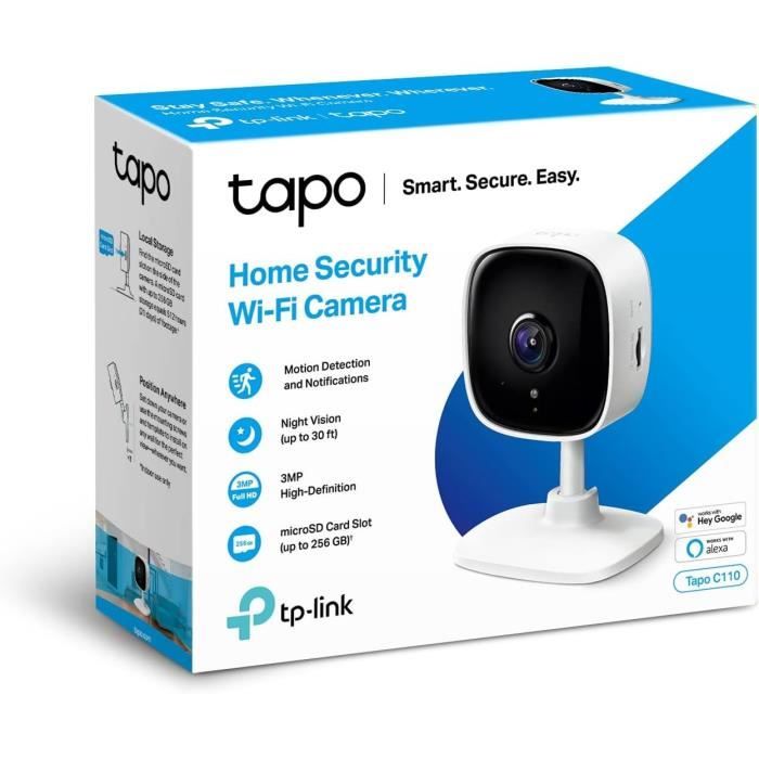 Tapo C110 V1 Caméra de surveillance réseau couleur Jour et 3 MP Focale fixe audio Wi Fi H.264 CC 9 V - vue 2