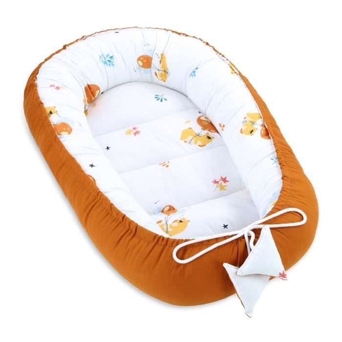 Reducteur de lit Bebe 90x50 cm - Cale Bebe pour lit Bebe Cocoon Coton Ours Citrouille