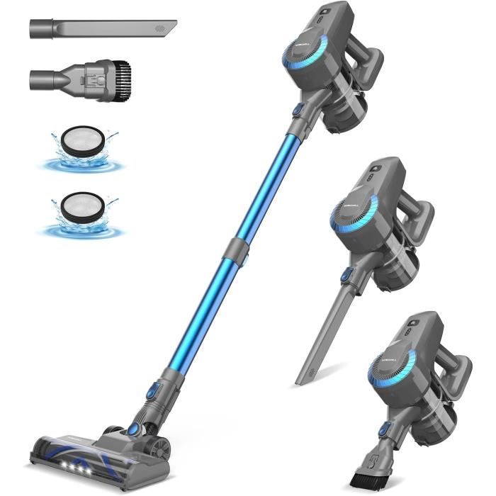 Aspirateur Balai Sans Fil 20KPa - 40min Autonomie - 6 Accessoires - Filtration 5 Niveaux - Léger 1.8kg