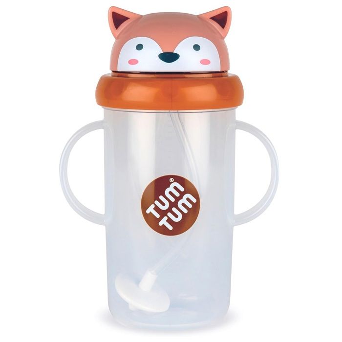 Tasse dapprentissage - GRANDE Tasse anti fuite + paille lestée Renard -300 ml - TUMTUM