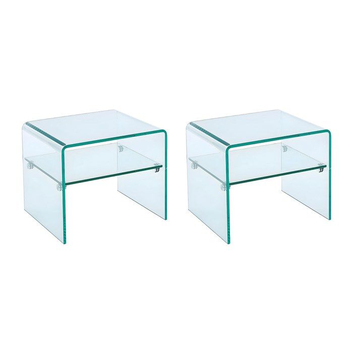 Lot de 2 tables de chevet - 1 niche - Verre trempé - STILEOS