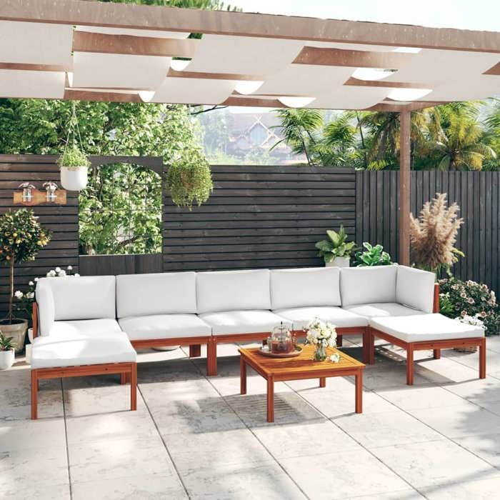 vidaXL Salon de jardin 8 pcs bois d'acacia et acier - vue 2