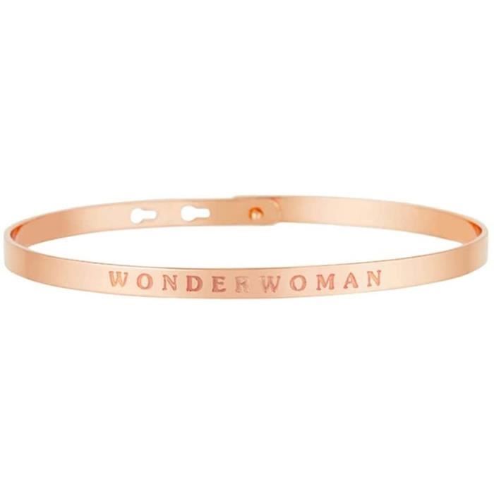 Bracelet Jonc Laiton Rosé Gravé Personnalisable - Message "Friendship Never Ends" - Ajustable, épaisseur 1 Mm, Largeur 5 Mm