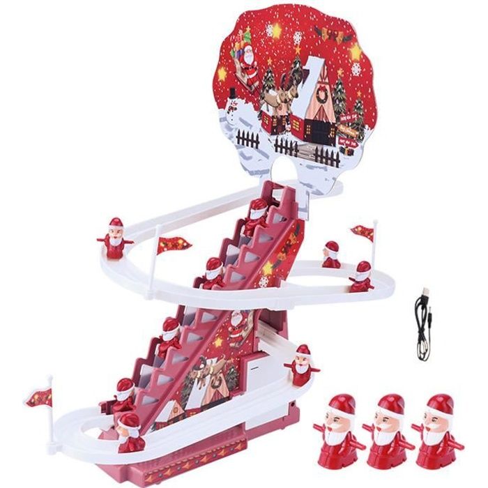 Escaliers automatiques du Père Noël, toboggans électriques, cadeaux de