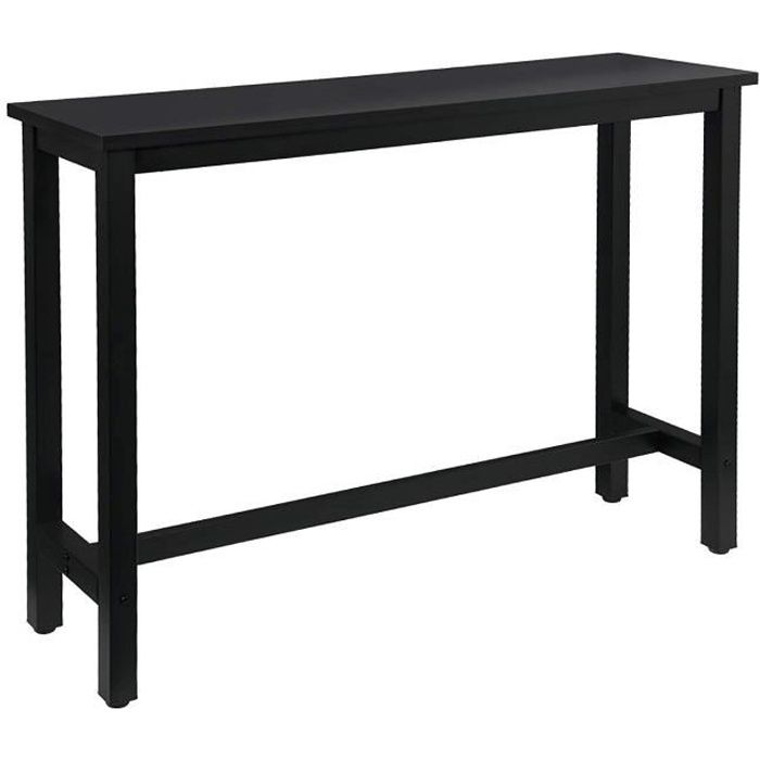 woltu 1 x table de bar, table de bistrot, table à manger, structure en métal, plateau en mdf, 140x40x100 cm, noir
