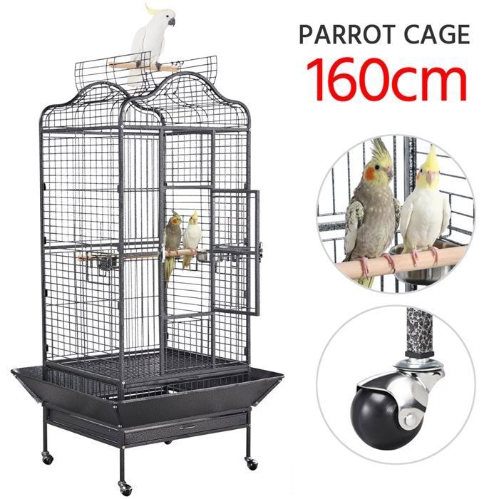 Yaheetech Grande Cage Oiseaux Voliere avec Pied sur Roulette 81 x 46,5 x  175,5 cm Cage pour Perroquet Perruche Cacatoès Ara - Cdiscount Animalerie