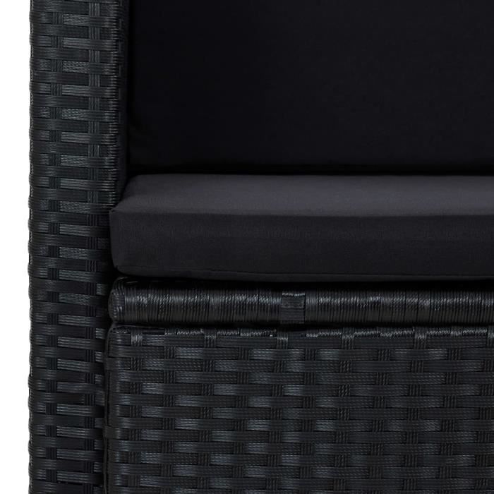 lac - sièges de jardin - canapé de jardin à 2 places avec coussins noir résine tressée