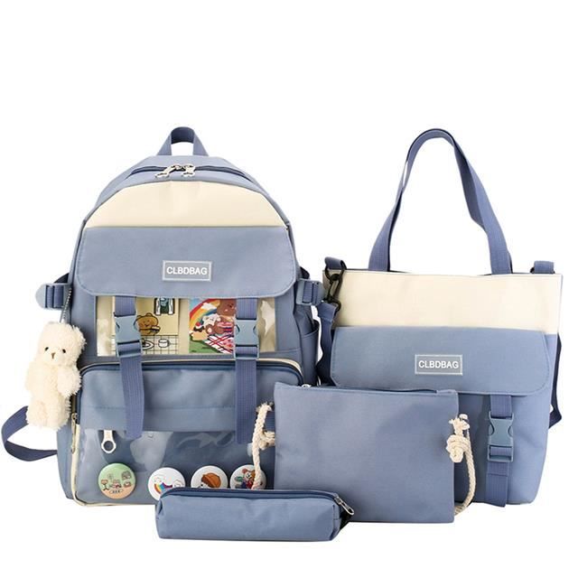 Ensemble Cartable Et Trousse Motif Avion - Sac à Dos 40L Avec Compartiment Ordinateur, Pour école Primaire à Lycée