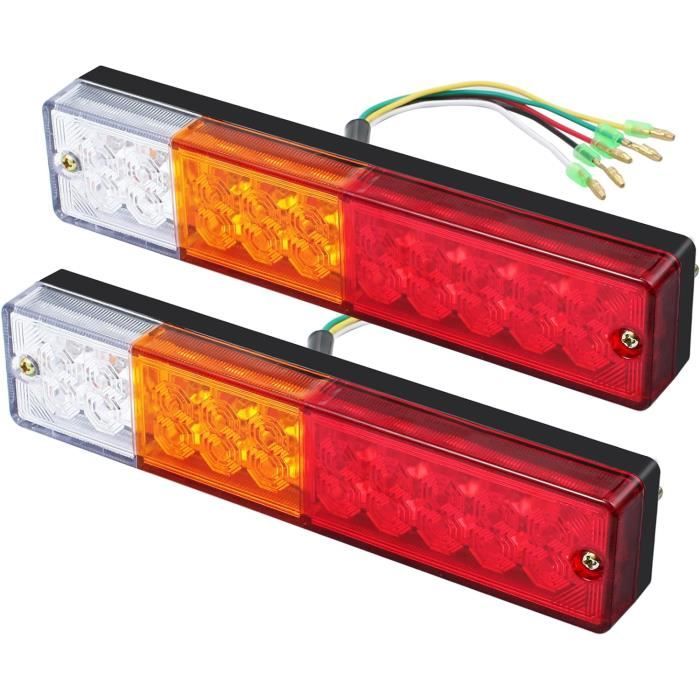 Feux Arrière LED 24V Pour Camion Et Remorque - 49 LED Étanches Avec Clignotant Flèche, Feu Stop Et Recul (Lot De 2)