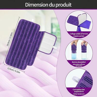 Serpillère Microfibre 2en1 - 2 Housse Balai Pour Sols Durs & Sensibles | Lavable Machine 60°C | Nettoyage Sans Traces