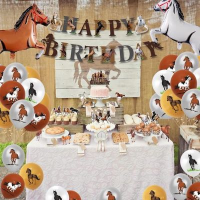 Décoration Anniversaire Thème Cheval Spatial BACH AND BOOZY - Kit Vaisselle Et Accessoires Pour 10 Personnes - 12