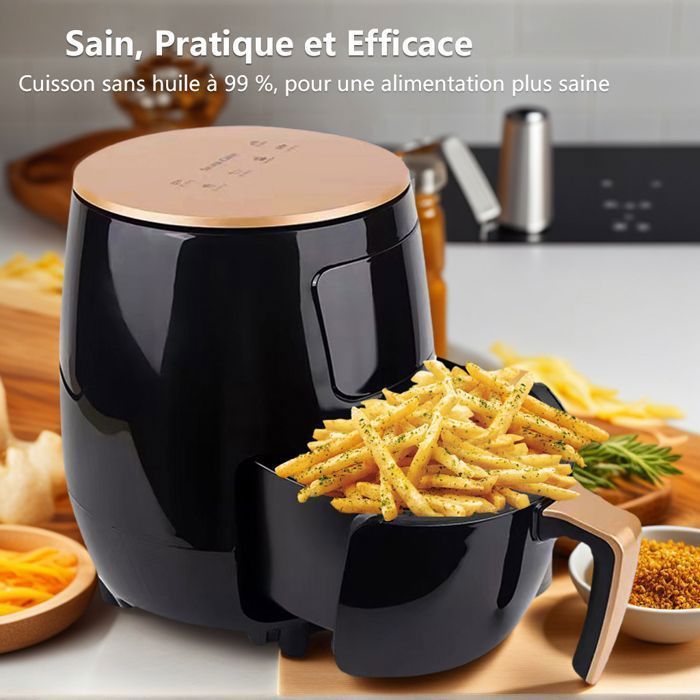 Friteuse à Air Boston Tech 1500W - 6,5L, 5 Programmes, Revêtement Céramique