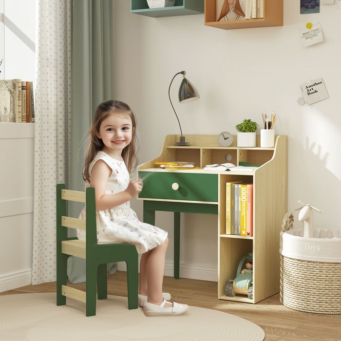 Bureau Et Chaise Réglables Pour Enfant – Design Anti-myopie Avec Repose-pieds – Hauteur Ajustable De 3 à 16 Ans – Avec Tiroir De Rangement