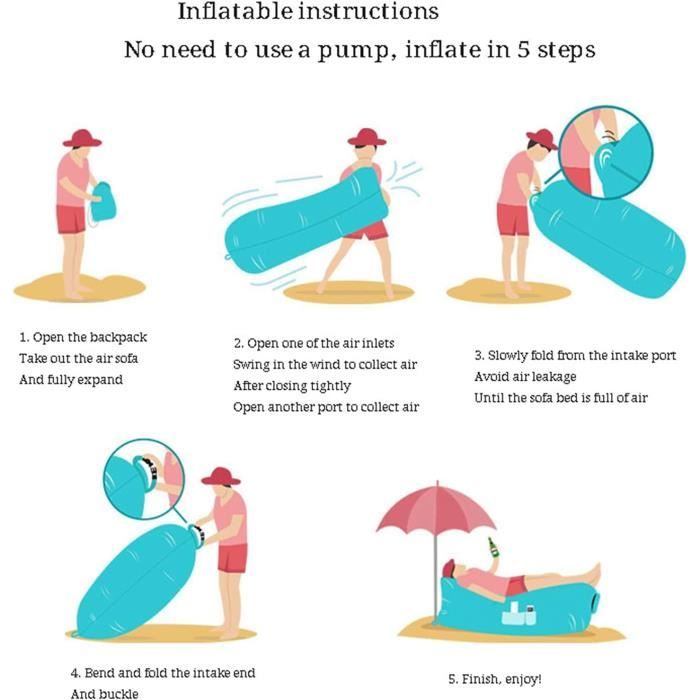 Sundom Hamac Gonflable Sofa Gonflable Lounger Gonflable Portable d'air Sundom Hamac Gonflable Sofa Gonflable Lounger Gonflable Portable d'air