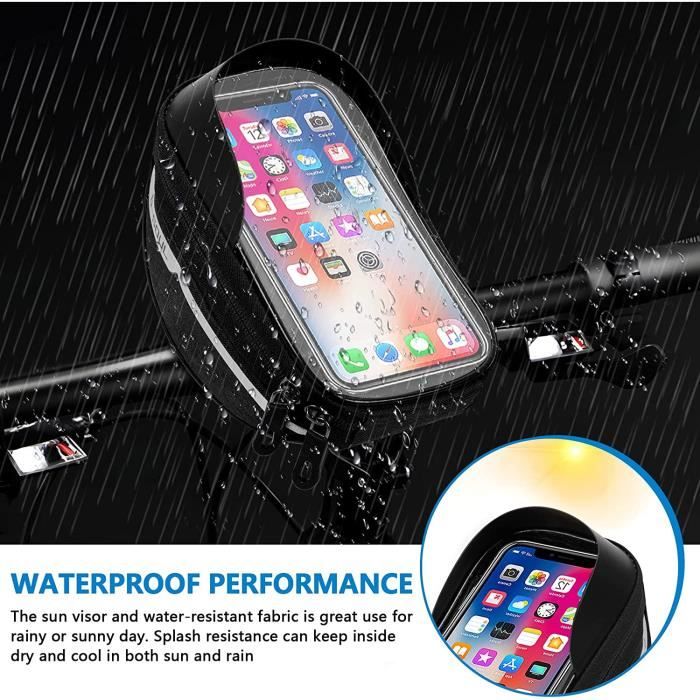 Support Vélo Rotatif Kiiwah Support Téléphone Vélo étanche - Sacoche Guidon Rotative 360°, écran Tactile TPU 7 Pouces Pochette Téléphone Tactile TPU