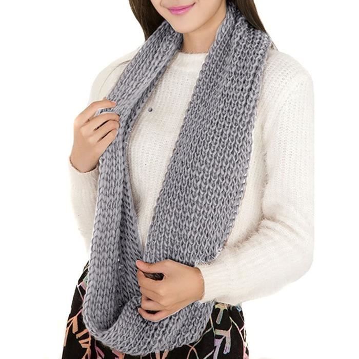Femme écharpe tube tricot à crochet tour de cou chaud classique écharpe  cercle joli châle tubulaire en grosse maille pour fil[560] - - Cdiscount  Prêt-à-Porter