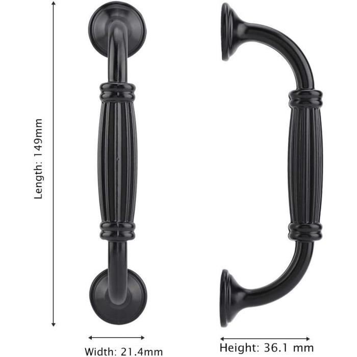 Lot De 12 Poignées De Porte Noires – Pour Armoires, Tiroirs, Cuisine – En Fer