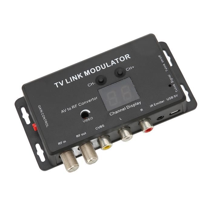 Modulateur HDMI vers RF, modulateur HDMI RF prend en charge la sortie format NTSC 1080p PLL contrôle de la fréquence de fonctionnement VHF pour remplacement de TV à domicile (noir