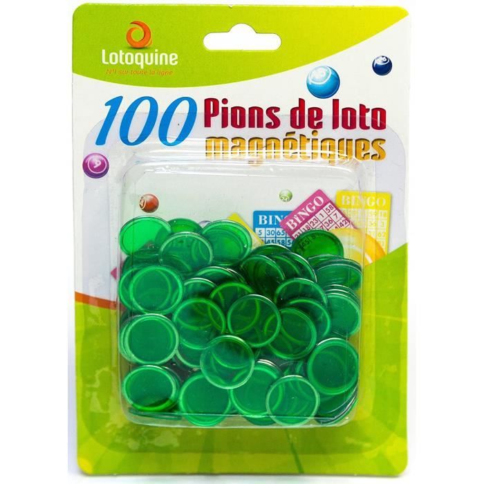 Pions verts magnétiques rond pour jeu de loto sachet 100 jetons
