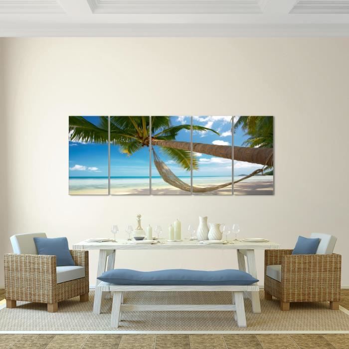 Tableau sur toile Palmiers sur la plage tropicale