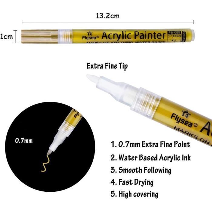 Lot De 3 Marqueurs Permanents Blancs 0,7 Mm - Pour Bois, Métal, Verre, Plastique, Roche