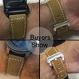 couleur Noir taille 20mm Bracelet de montre en cuir Vintage, givré, fait à la main, ligne épaisse, accessoire-2