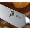 Couteau damas Lionex, Couteau Santoku avec lame en acier Damas VG-10 de 17 cm, poignée G10 – Lavable au lave-vaisselle-2