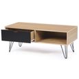Table basse vintage NOEMI pied épingle bois tiroir noir - IDMARKET - Meuble de salon - Scandinave - Moderne-2