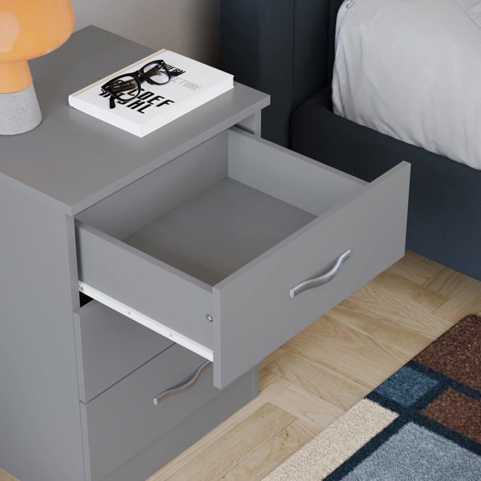 Commode Denver 6 Tiroirs - Rangement Spacieux, Design Moderne Pour Chambre (Gris)