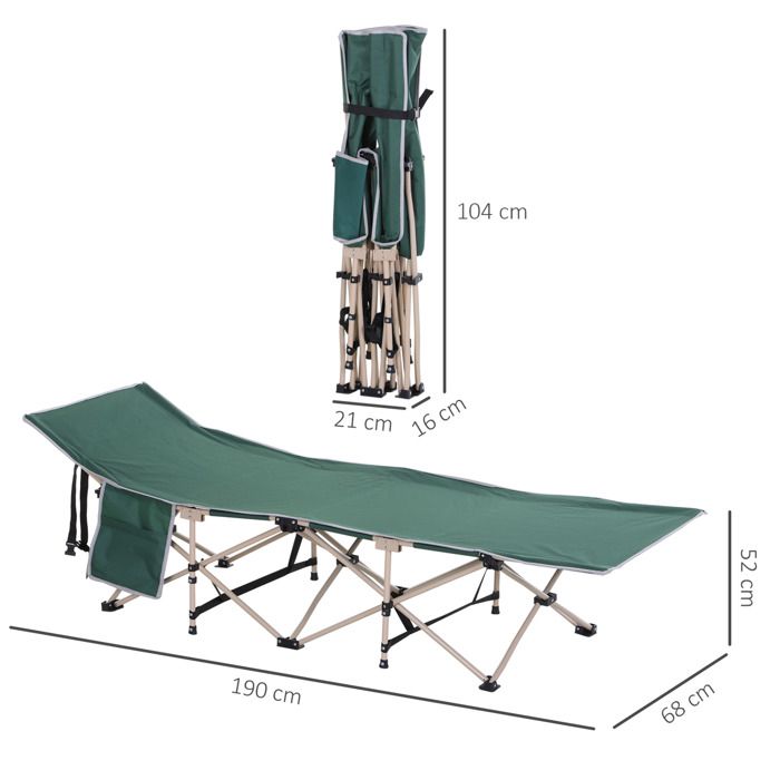 SOARS Lit De Camp Pliable – Tissu Oxford, Tube Métallique, Poche Latérale, Sac De Transport – Charge 272 Kg – Pour Intérieur, Jardin, Camping