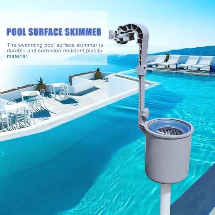 CHICIRIS Écumoire Piscine Hors Sol – Kit Montage Mural Avec Tuyau, Adaptateurs Et Panier Filtrant, Nettoyage Automatique Gris