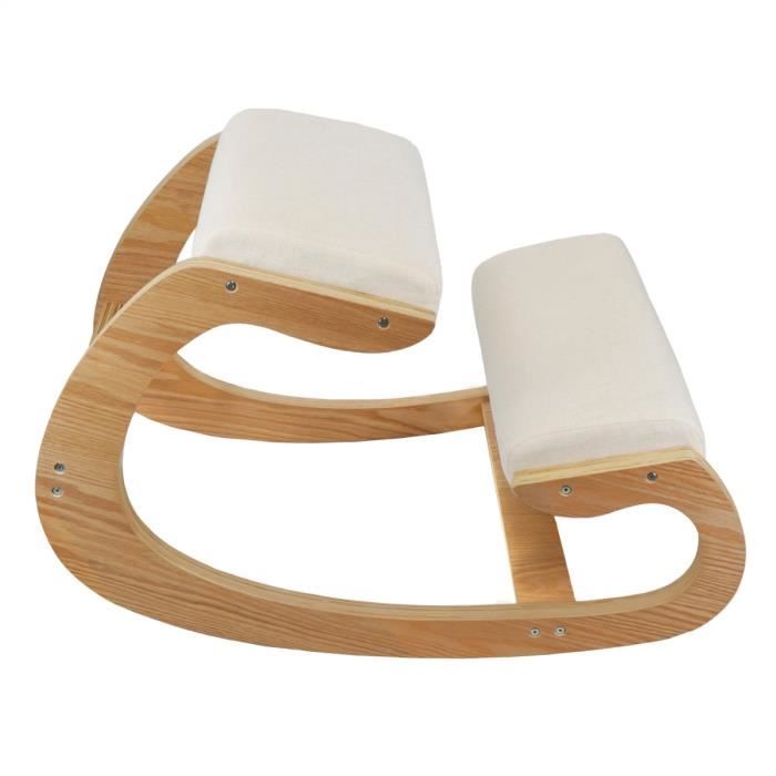 Chaise Ergonomique à Genoux Zilchx – Réglable 3 Positions, Bois Massif + Coussins Lin Respirants, Soulage Dos & Cou