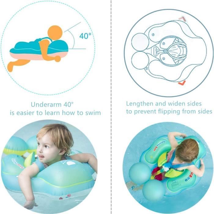 Bouée Siège Gonflable GUBOOM Pour Bébé - Anneau De Natation Avec Siège Intégré, Double Poignée, Motifs Animaux - Pour Bébés De 6 à 36 Mois - Sécurisé Et Confortable