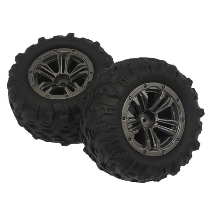 Lot 4 Pneus RC 1/10 – 2,2 Pouces – Caoutchouc Et Jantes Métal Argent – Adhérence Forte – Accessoire Chenille – Cadeau Modéliste
