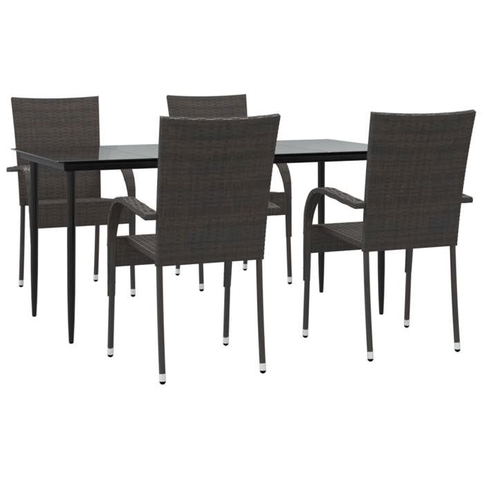 Salon de jardin 3 pcs avec coussins noir résine tressée vidaXL