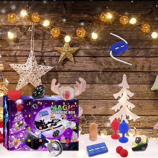 2022 Jouets Cadeaux pour garçons et Filles kit d'accessoires de Tours de Magie 24 pièces Ensemble de Jouets Magiques pour Enfants FOUTP Calendrier de l'Avent de Noël 2021 