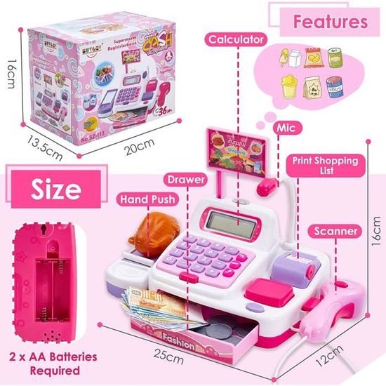 CAISSE ENREGISTREUSE ENFANT FILLE MARCHANDE JOUET JEU FILLE SCANNER +ACC 829 eBa CAISSE ENREGISTREUSE ENFANT FILLE MARCHANDE JOUET JEU FILLE SCANNER +ACC 829 eBa