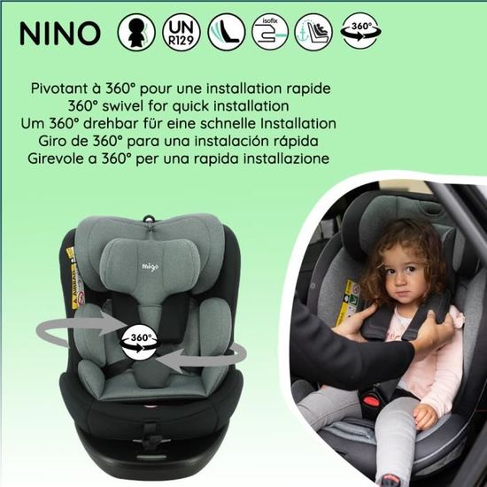 NSGMXT Siège auto bébé rotatif à 360° avec ISOFIX et groupe de position de  repos 0+1/2/3 (9-36 kg/0-12 ans), ceinture de sécurité 5 - Achat / Vente siège  auto NSGMXT Siège auto