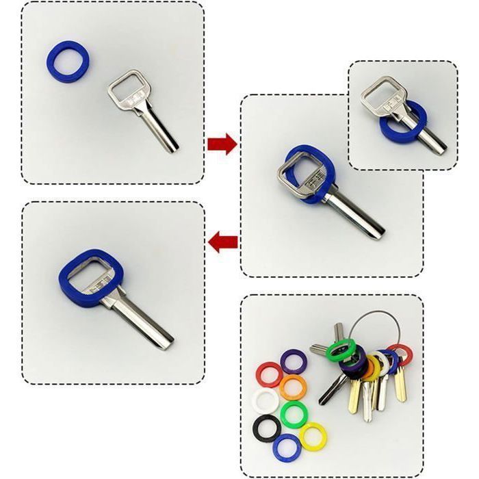 8 Caches Clés Silicone - Couleurs Vives - Identification Facile Et Protection