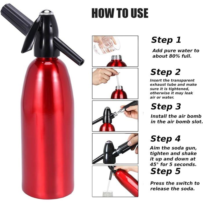 Appareil à Gazéifier 1L Portable - Machine à Eau Pétillante Réutilisable Pour Jus, Cocktails Et Mojitos