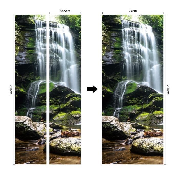 Sticker Porte Effet 3D - Paysage De Chutes D'Élan De Plumes Murale De Porte - Adhésif