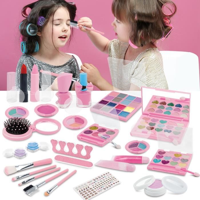 Kit de Maquillage pour Fille, Thème de Glace et de Neige Lavable, Jouets de  Maquillage pour Fille Non Toxique, Cadeaux pour Le Maquillage des Enfants