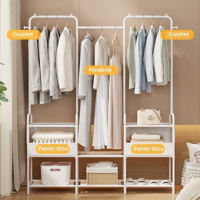 Armoire De Rangement FREOSEN – Blanche, 170 Cm, Penderie Pour Chambre